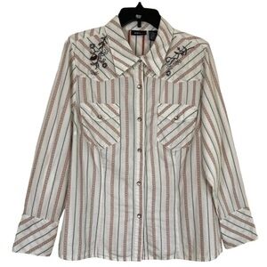 Mixit Vintage Y2K Pearl Snap Western Sequin Embroidered Button-Down Shirt 1X